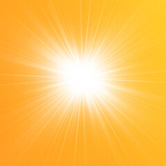 Obraz premium Warm sun on a yellow background. Leto.bliki solar rays