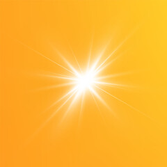  Warm sun on a yellow background. Leto.bliki solar rays