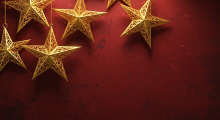 Crimson Glow, Golden Stars AI Generated