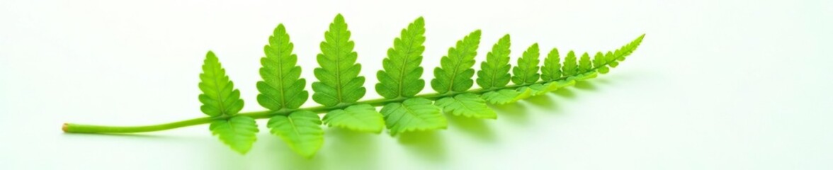 Obraz premium Detail shot of a single fern leaf on white background, ferns, intricate, natural