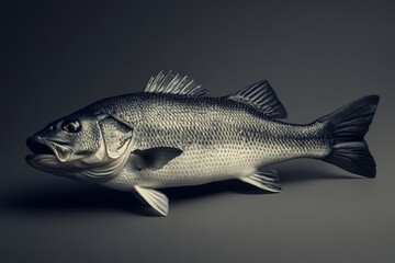 Fototapeta premium A monochromatic image displays a detailed fish on a surface