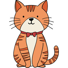 Farm theme, Cute cartoon cat wearing a bow tie, featuring orange stripes and a friendly expression.