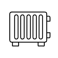 Radiator heating system home appliance vector outline drawing for winter warmth and comfort icon design