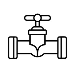 Plumbing valve icon vector illustration for water control systems and industrial applications line art 100