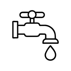Water faucet tap dripping plumbing fixture vector icon for bathroom kitchen sink design and water conservation