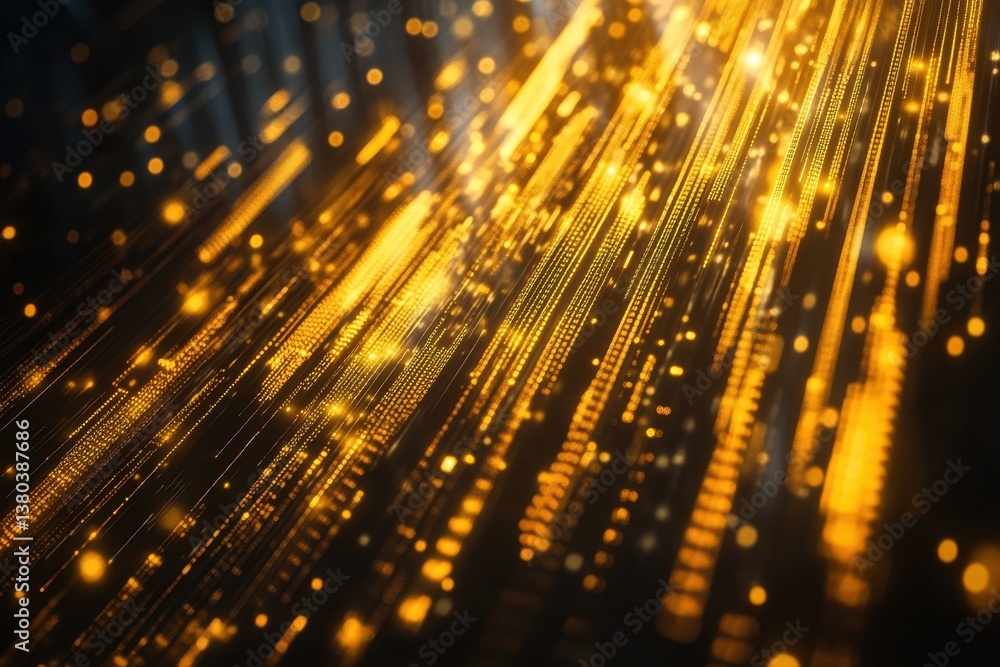Poster golden light streaks creating dynamic patterns in a dark environment