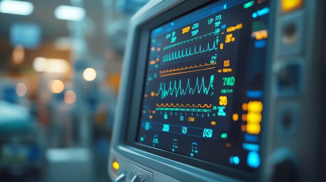Vibrant screen displays critical health metrics in intense medical setting