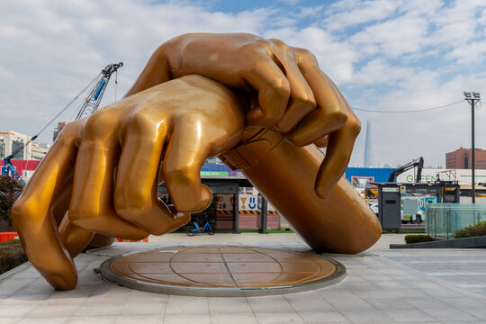 Seoul, South Korea 10-29-2024 The Statue of Gangnam Style is a public art installation that pays homage to the viral 2012 hit song 'Gangnam Style' by South Korean artist Psy located downtown Seoul