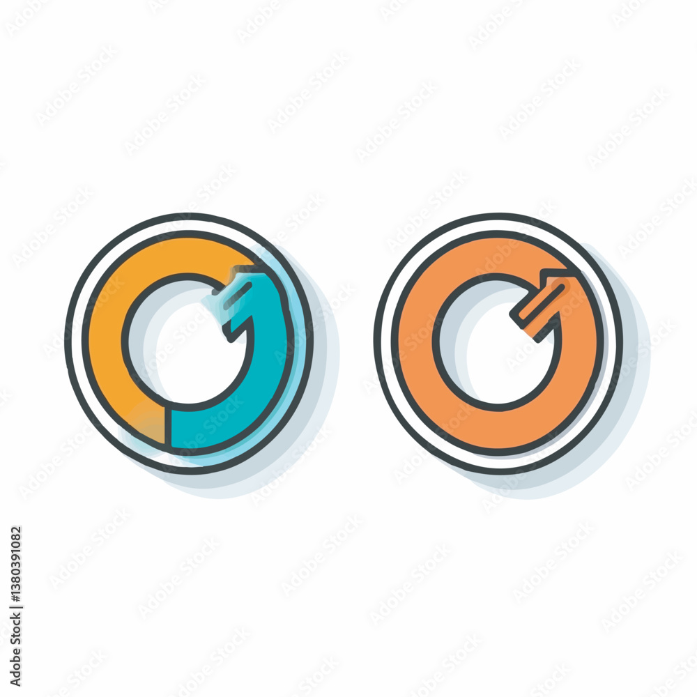 Poster circular arrows illustrate flow in progress visualization concept