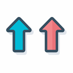 Colorful arrows point directionally upward against white background simplicity