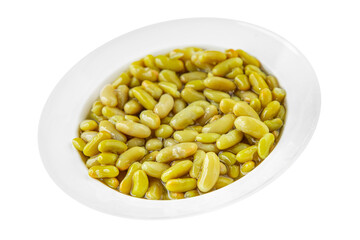 Beans flageolet green bean fresh gourmet food background on the table rustic food top view copy space