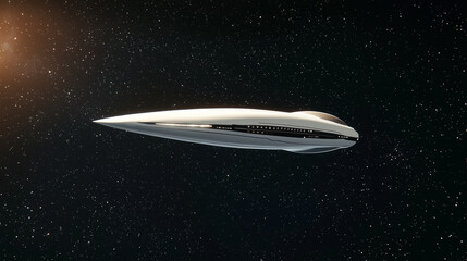 Obraz premium Futuristic spaceship with AI navigation in deep space