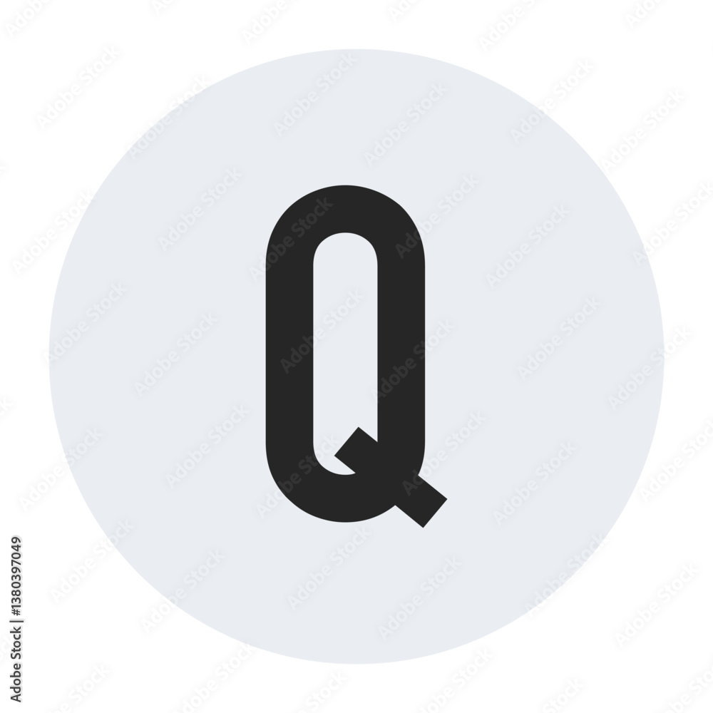 Fototapete a simple yet elegant vector illustration of the letter q, rendered in a black font, perfectly center