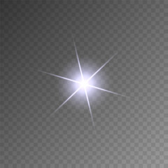 Lens Flare, light glow effect. sun or realistic shining star with backlight effect. bokeh glitter and sparkles or sparkles on transparent background.
