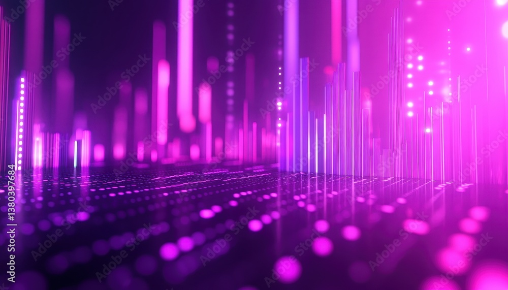 Poster abstract purple background with neon light effect in futuristic digital illustration for modern tech