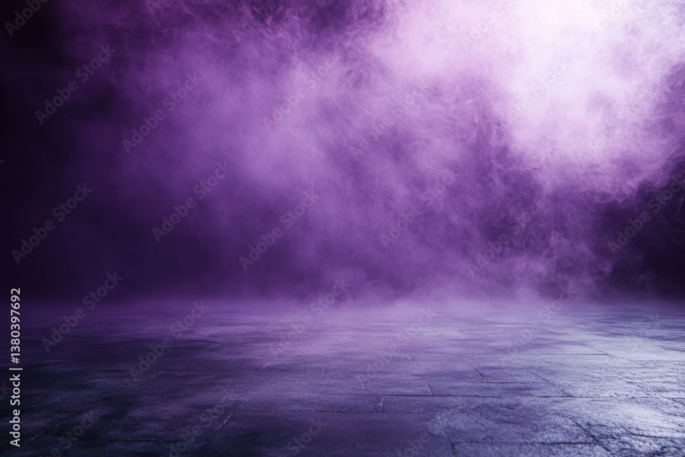 Aufkleber Abstract Purple Fog Background with Stage Lighting and Dark Atmosphere for Creative Projects and Theatrical Productions