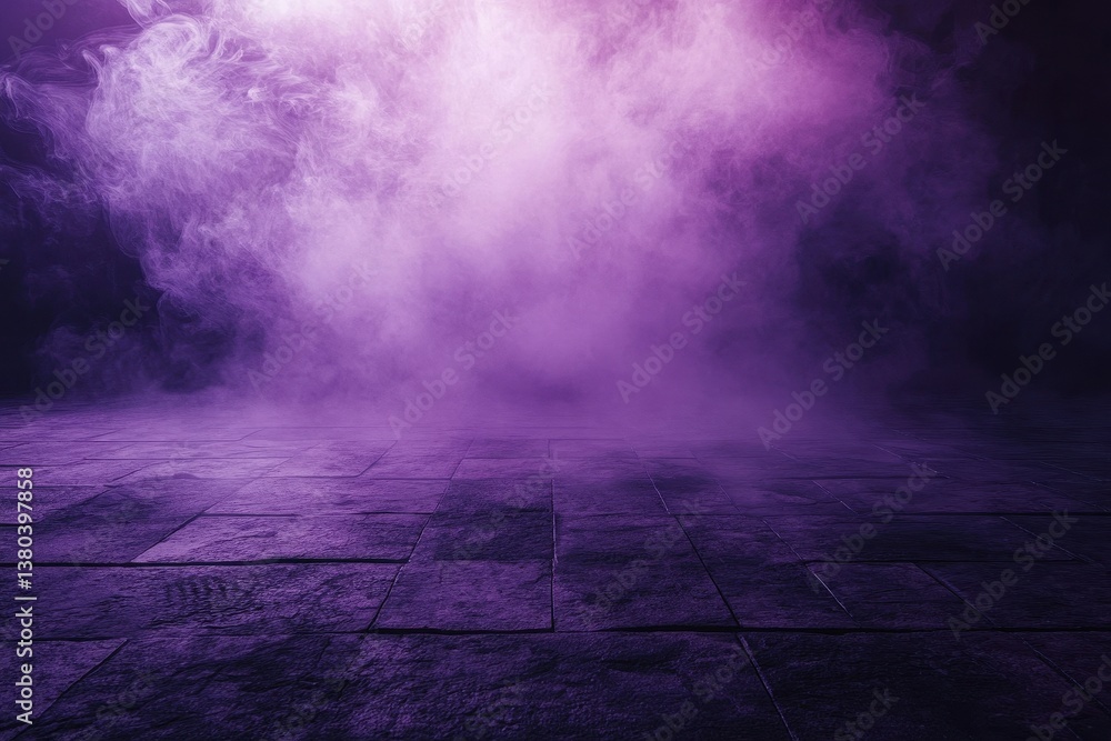 Aufkleber abstract purple smoke and fog on dark textured floor creates a mysterious and ethereal background wi