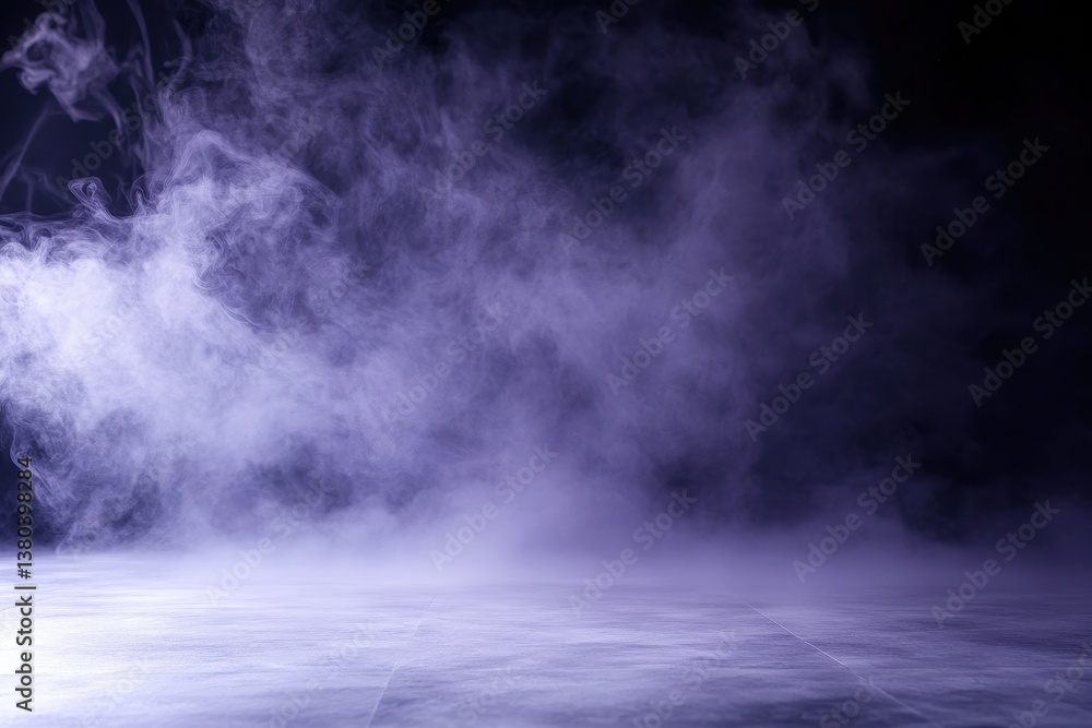 Aufkleber Abstract Soft Lilac Haze Floating Above Concrete Surface in Dark Studio Setting Creating Mysterious and Dreamlike Atmosphere with Vaporous Smoke and Soft Lighting