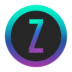 Vibrant letter Z with a gradient effect, framed by a gradient circular border. A creative design element for logos, posters, and digital media.