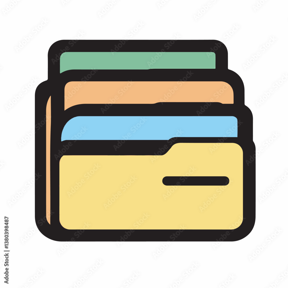 Poster colored folders organize documents in file management interface