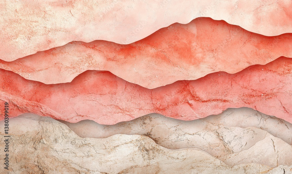 Poster abstract textured background with beige pink and orange wavy layers in a horizontal grainy style and