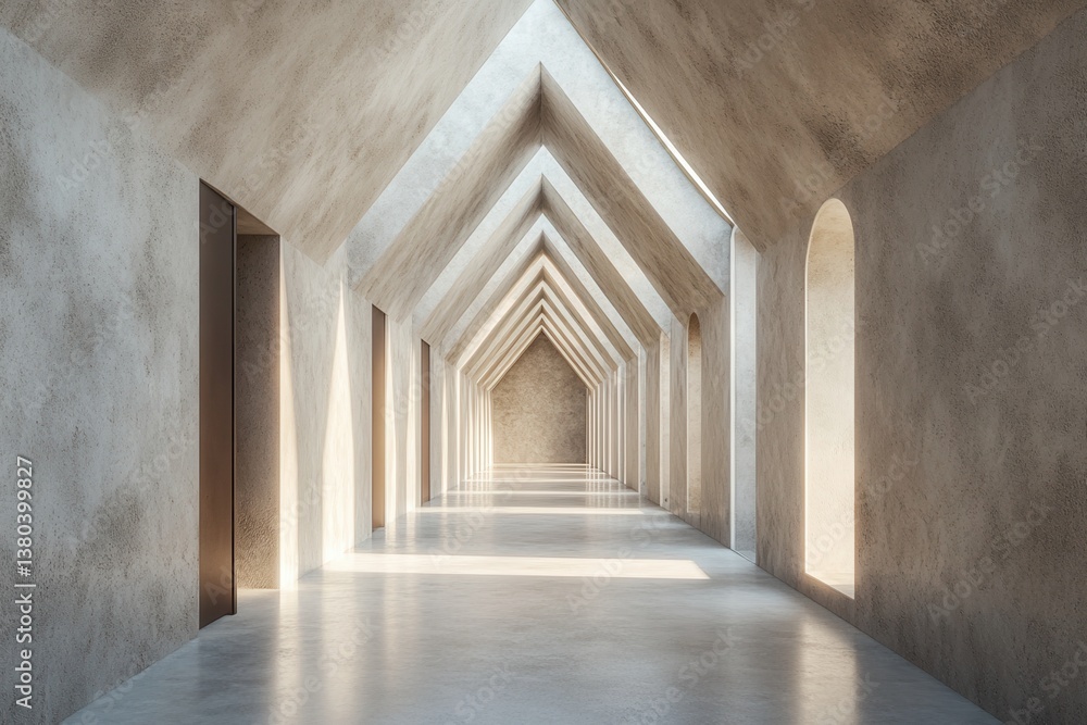 Poster architectural corridor with geometric design sunlight and perspective view with clean lines fair fac