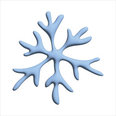 Hand drawn 3d snowflake. Vector winter clipart. Christmas and New Year decoration