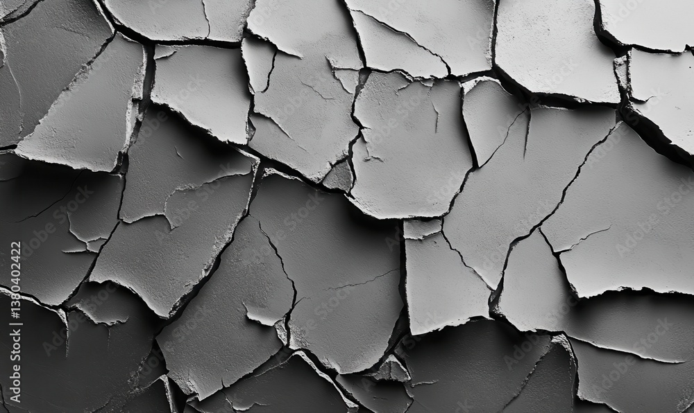 Poster cracked gray paint surface abstract texture background with weathered and damaged details on an old 