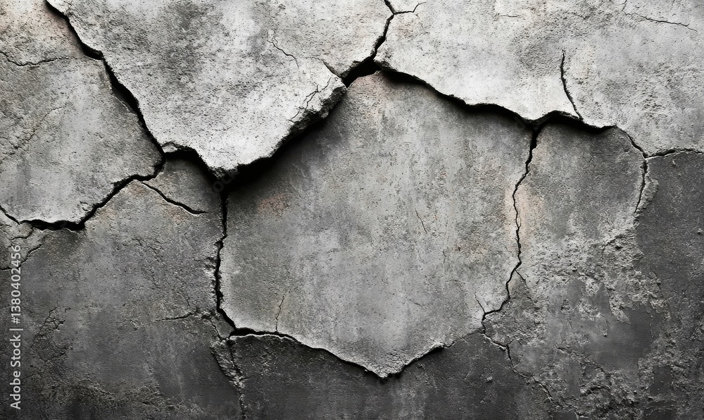 Poster cracked gray wall texture background with abstract patterns and rough surface with close up details 