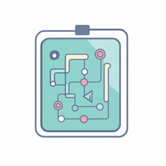 Abstract circuit displays complex interconnectedness on bright background