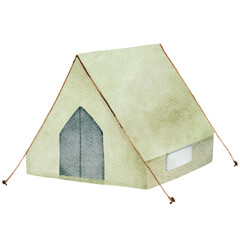 Watercolor Camping Tent Clipart