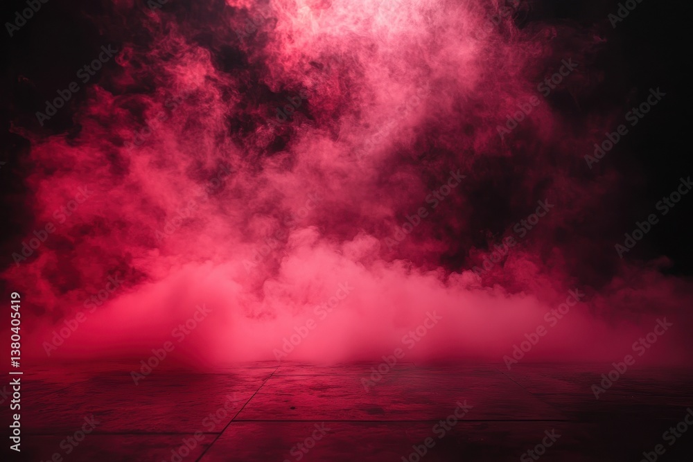 Leinwandbilder dramatic red smoke on dark floor creating an atmospheric scene with a misty mysterious vapor effect 