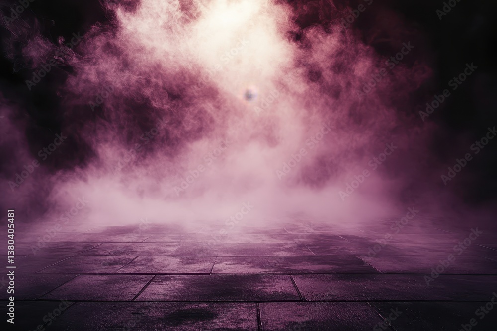 Aufkleber dramatic smoky purple haze over dark concrete floor creating an atmospheric abstract background with