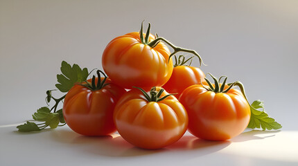 Tomatoes with natural stems, isolated on a neutral background. Fresh and organic, these juicy tomatoes highlight the beauty of nature’s produce.