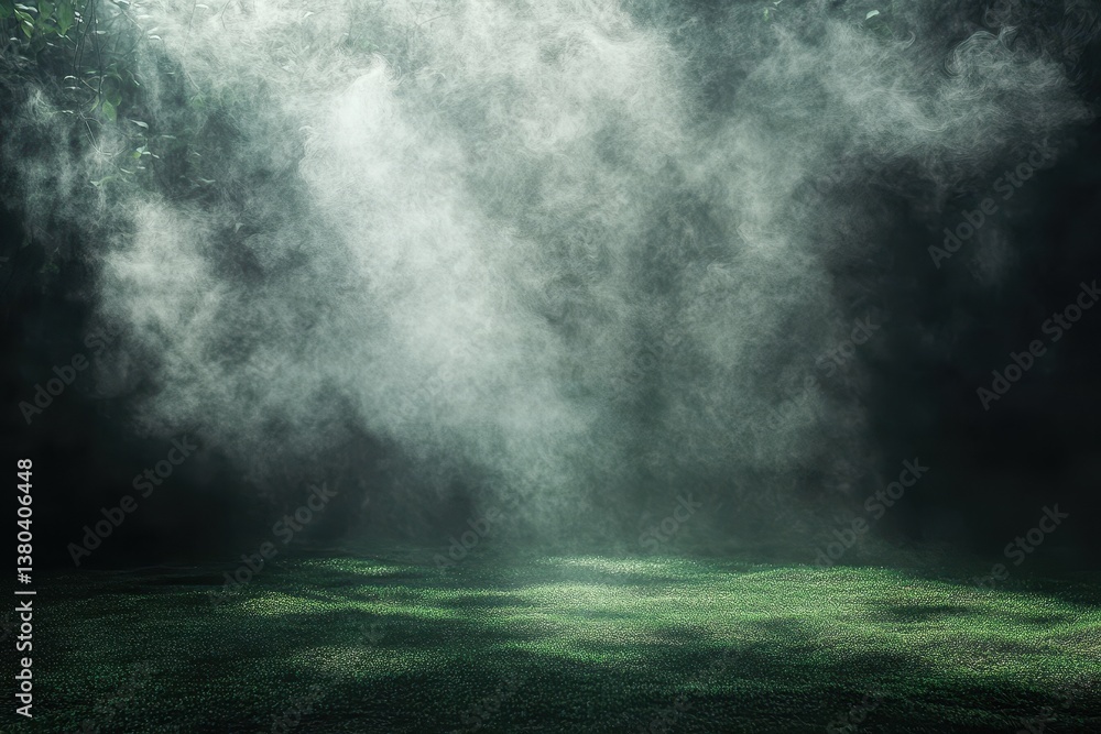 Aufkleber Ethereal Mist Floating Over Dark Ground with Soft Light Effect a Natural Abstract Background in Dark Colors