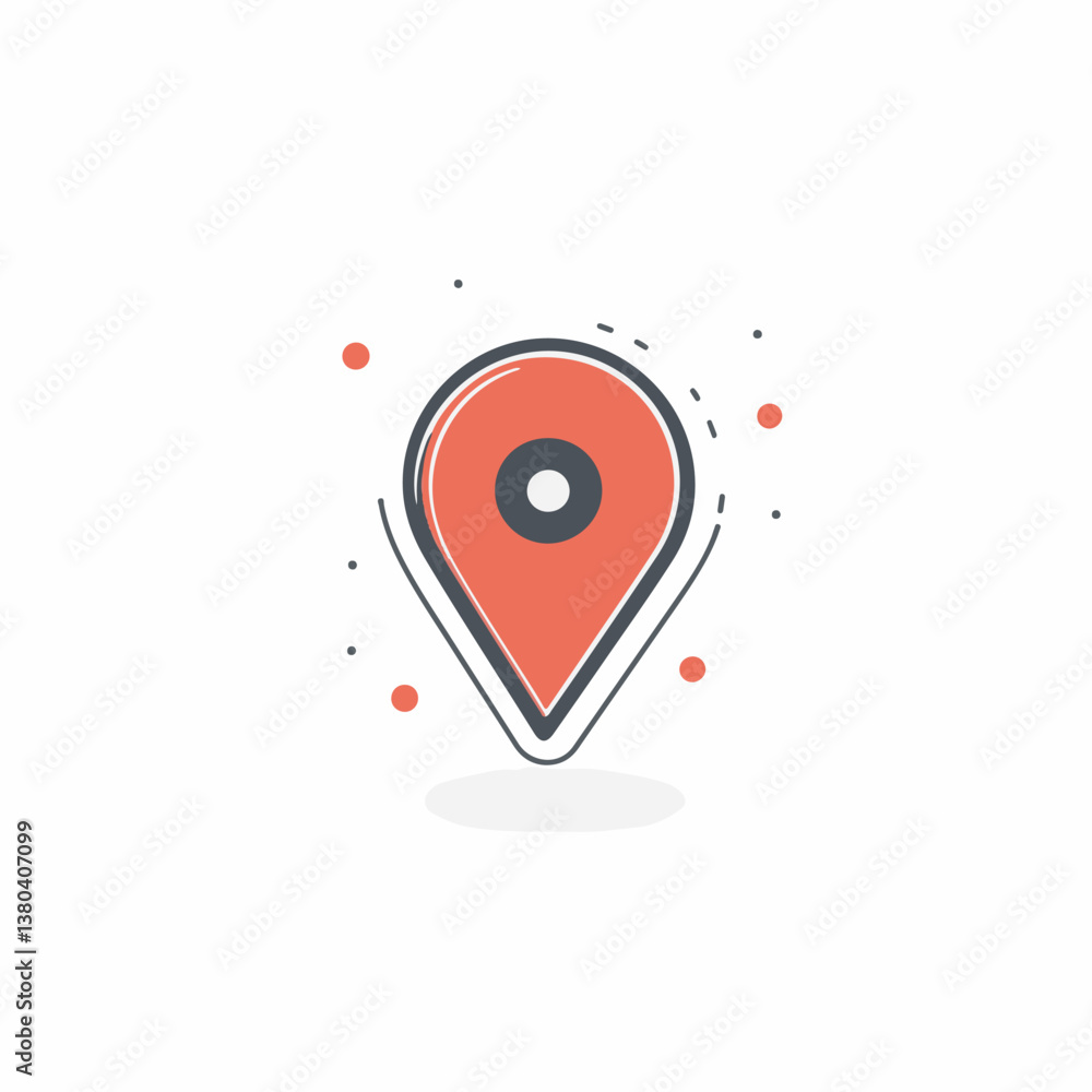 Poster stylized pointer indicates location in digital minimalist style