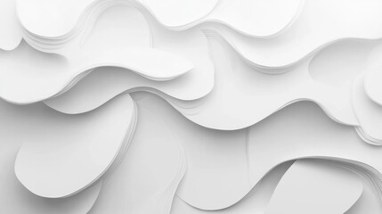 Minimalist White Abstract Swirling Background with Copy Space 3D Illustration