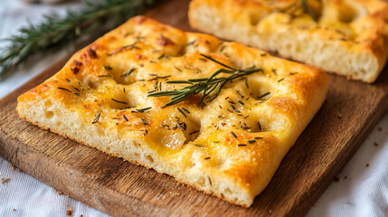 Ultra-Realistic Focaccia – Fragrant Garlic & Herbs in Golden 4K Light