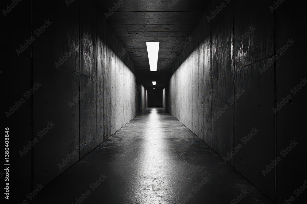 Fototapete monochrome hallway with geometric pattern and dim lighting in an underground tunnel dark abstract ar