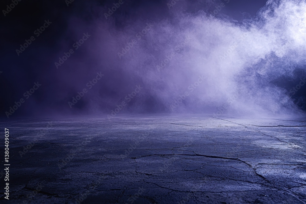 Aufkleber mystical blue smoke on concrete surface with ethereal foggy backdrop atmospheric dark texture and mo