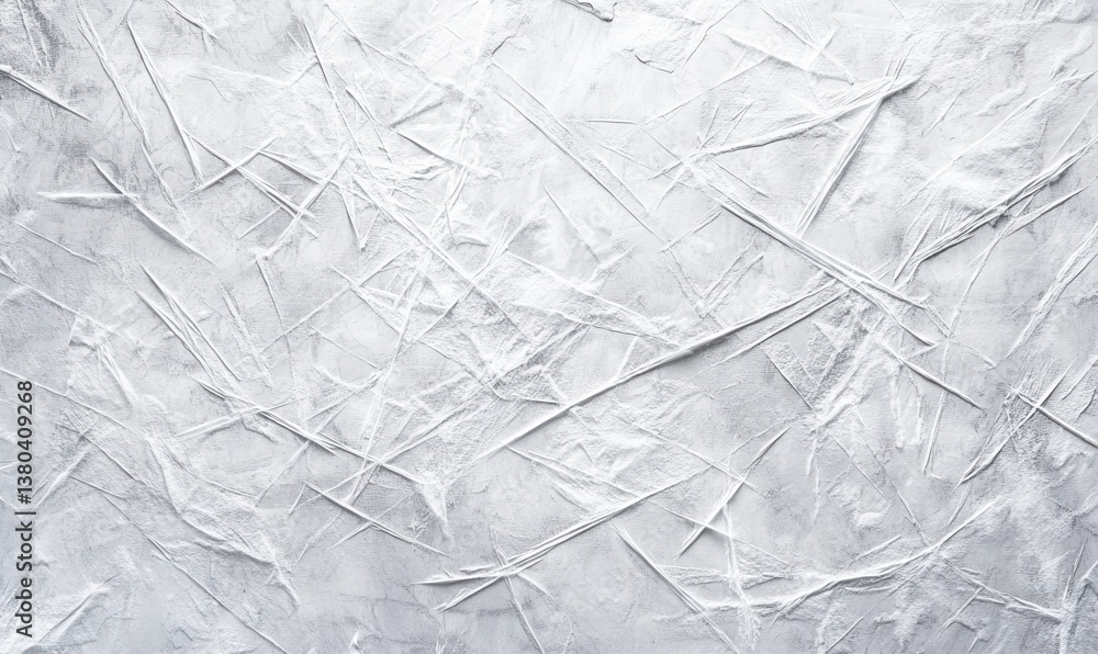 Poster rough white plaster texture background with geometric scratch marks, decorative art design with abst