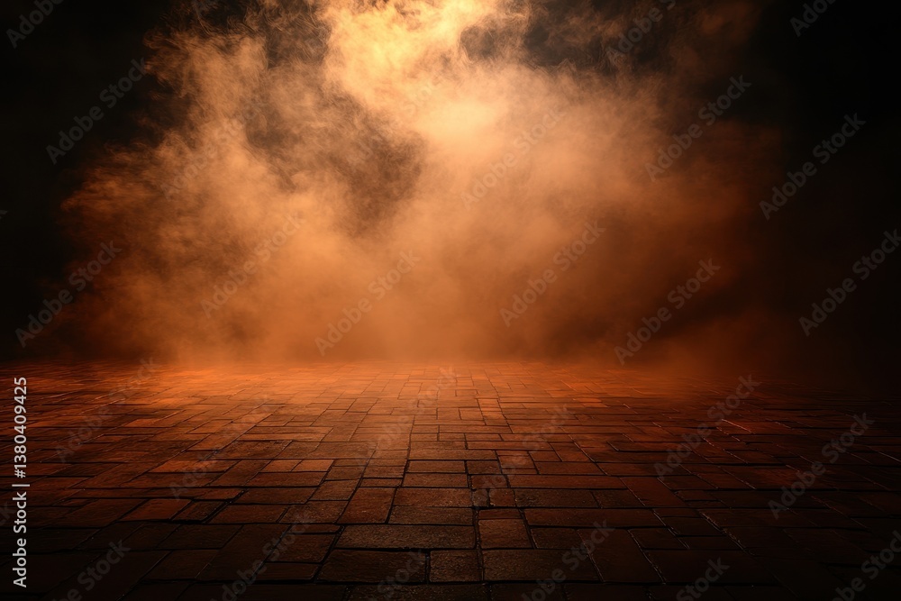 Aufkleber smoky bronze mist over tiled surface creating an atmospheric abstract scene in dark space with drama