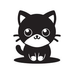 cute cat silhouette vector art illustration