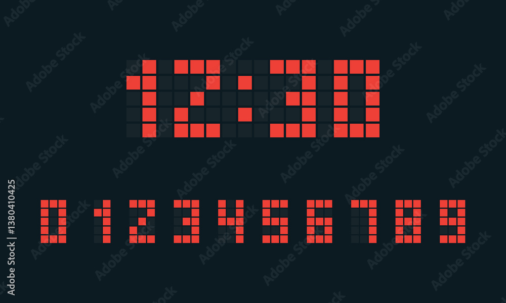 Aufkleber electronic numbers set. vector digital led numbers set. digital display number set for sign, alarm, 