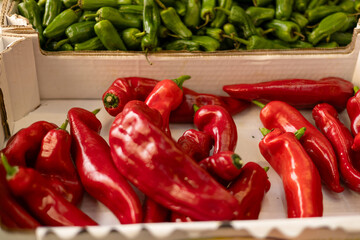 red peppers at a neighborhood fruit shop
