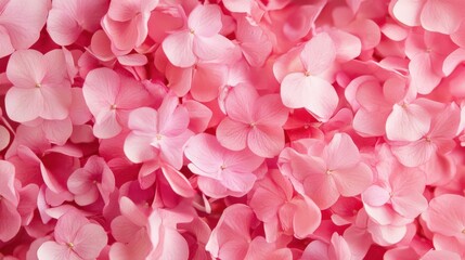Obraz premium Delicate Pink Hydrangea Blooms Filling the Frame in Soft Focus