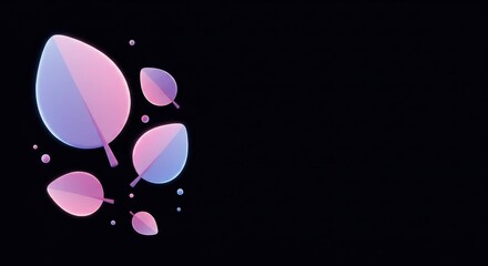 Fototapeta premium Abstract Neon Leaves on Dark Background: A Digital Art Design
