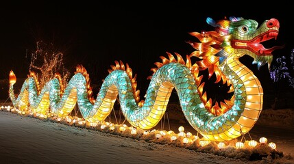 Fototapeta premium Illuminated Dragon Lantern Festival Display