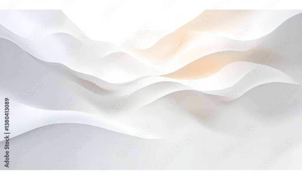 Aufkleber soft white flowing abstract waves background minimalist design calming texture