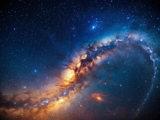 Fototapeta premium Majestic Milky Way Galaxy with Bokeh, Night Sky Starscape, Cosmic Background, Astrophotography, Celestial